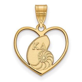 Sterling Silver Gold-plated LogoArt Kappa Delta Sorority Symbol Heart Pendant