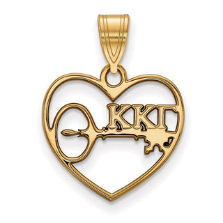 Sterling Silver Gold-plated LogoArt Kappa Kappa Gamma Sorority Symbol Heart Pendant