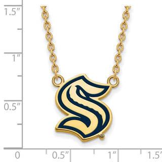 Sterling Silver Gold-plated NHL LogoArt Seattle Kraken Lg Enamel Necklace
