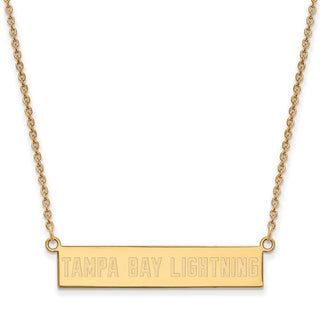 Sterling Silver Gold-plated NHL LogoArt Tampa Bay Lightning Small Bar 18 inch Necklace