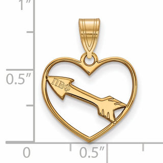 Sterling Silver Gold-plated LogoArt Pi Beta Phi Sorority Symbol Heart Pendant