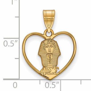 Sterling Silver Gold-plated LogoArt Phi Sigma Sigma Sorority Symbol Heart Pendant