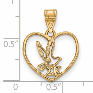 Sterling Silver Gold-plated LogoArt Sigma Kappa Sorority Symbol Heart Pendant