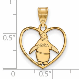 Sterling Silver Gold-plated LogoArt Theta Phi Alpha Sorority Symbol Heart Pendant