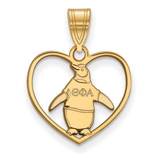 Sterling Silver Gold-plated LogoArt Theta Phi Alpha Sorority Symbol Heart Pendant