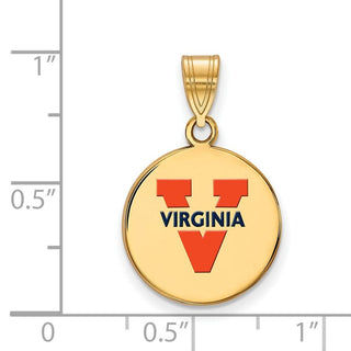 Sterling Silver Gold-plated LogoArt University of Virginia Medium Enameled Disc Pendant