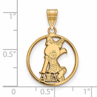 Sterling Silver Gold-plated LogoArt Alpha Xi Delta Sorority Symbol Medium Circle Pendant