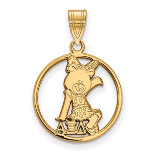 Sterling Silver Gold-plated LogoArt Alpha Xi Delta Sorority Symbol Medium Circle Pendant