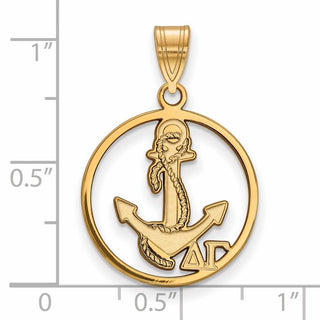 Sterling Silver Gold-plated LogoArt Delta Gamma Sorority Symbol Medium Circle Pendant