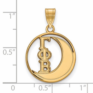 Sterling Silver Gold-plated LogoArt Gamma Phi Beta Sorority Symbol Medium Circle Pendant