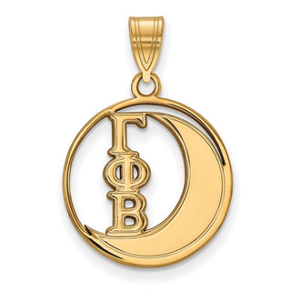 Sterling Silver Gold-plated LogoArt Gamma Phi Beta Sorority Symbol Medium Circle Pendant