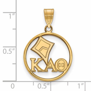 Sterling Silver Gold-plated LogoArt Kappa Alpha Theta Sorority Symbol Medium Circle Pendant