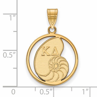 Sterling Silver Gold-plated LogoArt Kappa Delta Sorority Symbol Medium Circle Pendant