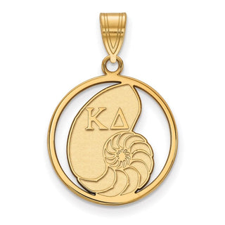 Sterling Silver Gold-plated LogoArt Kappa Delta Sorority Symbol Medium Circle Pendant