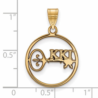 Sterling Silver Gold-plated LogoArt Kappa Kappa Gamma Sorority Symbol Medium Circle Pendant