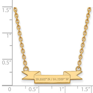 Sterling Silver Gold-plated LogoArt Miami University Ohio Small Latitude Banner Pendant 18 inch Necklace