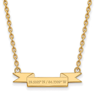 Sterling Silver Gold-plated LogoArt Miami University Ohio Small Latitude Banner Pendant 18 inch Necklace