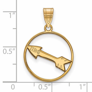 Sterling Silver Gold-plated LogoArt Pi Beta Phi Sorority Symbol Medium Circle Pendant