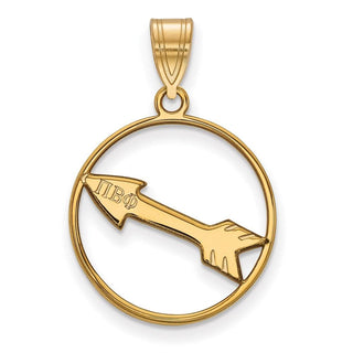 Sterling Silver Gold-plated LogoArt Pi Beta Phi Sorority Symbol Medium Circle Pendant