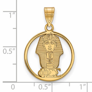 Sterling Silver Gold-plated LogoArt Phi Sigma Sigma Sorority Symbol Medium Circle Pendant