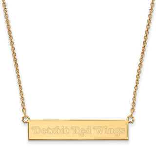 Sterling Silver Gold-plated NHL LogoArt Detroit Red Wings Small Bar 18 inch Necklace