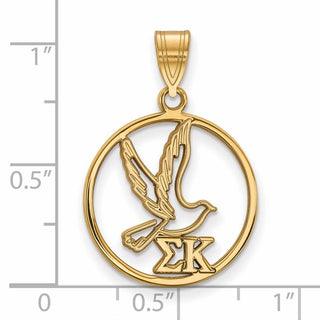 Sterling Silver Gold-plated LogoArt Sigma Kappa Sorority Symbol Medium Circle Pendant