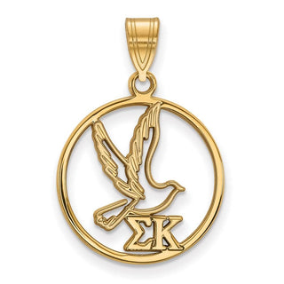 Sterling Silver Gold-plated LogoArt Sigma Kappa Sorority Symbol Medium Circle Pendant