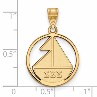 Sterling Silver Gold-plated LogoArt Sigma Sigma Sigma Sorority Symbol Medium Circle Pendant