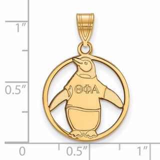 Sterling Silver Gold-plated LogoArt Theta Phi Alpha Sorority Symbol Medium Circle Pendant