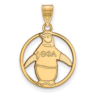 Sterling Silver Gold-plated LogoArt Theta Phi Alpha Sorority Symbol Medium Circle Pendant