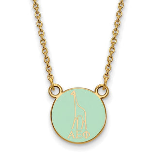 Sterling Silver Gold-plated LogoArt Alpha Epsilon Phi Extra Sorority Symbol Small Color Enamel Pendant 18 inch Necklace