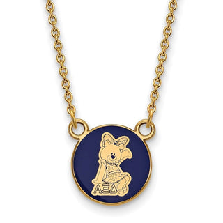 Sterling Silver Gold-plated LogoArt Alpha Xi Delta Sorority Symbol Small Color Enamel Pendant 18 inch Necklace GP042AXD-18