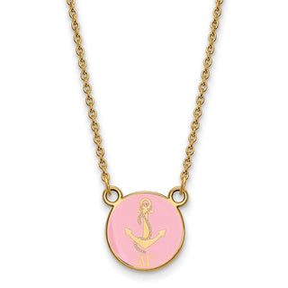 Sterling Silver Gold-plated LogoArt Delta Gamma Sorority Symbol Small Color Enamel Pendant 18 inch Necklace GP042DG-18