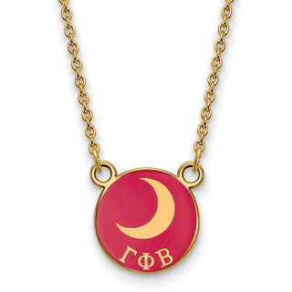 Sterling Silver Gold-plated LogoArt Gamma Phi Beta Sorority Symbol Small Color Enamel Pendant 18 inch Necklace GP042GPB-18