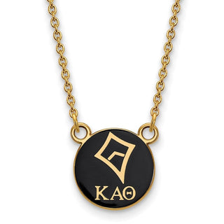 Sterling Silver Gold-plated LogoArt Kappa Alpha Theta Sorority Symbol Small Color Enamel Pendant 18 inch Necklace GP042KAT-18