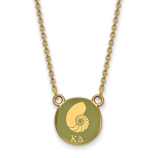 Sterling Silver Gold-plated LogoArt Kappa Delta Sorority Symbol Small Color Enamel Pendant 18 inch Necklace GP042KD-18