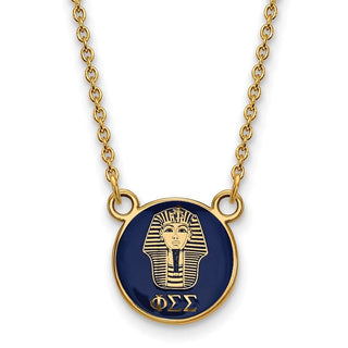 Sterling Silver Gold-plated LogoArt Phi Sigma Sigma Sorority Symbol Small Color Enamel Pendant 18 inch Necklace GP042PSS-18