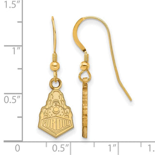 Sterling Silver Gold-plated LogoArt Purdue University Boilermakers Train Logo Small Dangle Wire Earrings