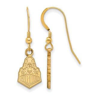Sterling Silver Gold-plated LogoArt Purdue University Boilermakers Train Logo Small Dangle Wire Earrings