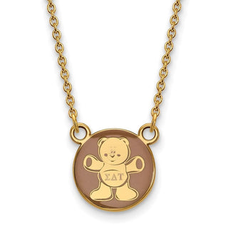 Sterling Silver Gold-plated LogoArt Sigma Delta Tau Sorority Symbol Small Color Enamel Pendant 18 inch Necklace GP042SDT-18