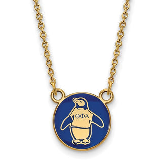 Sterling Silver Gold-plated LogoArt Theta Phi Alpha Sorority Symbol Small Color Enamel Pendant 18 inch Necklace GP042TPA-18