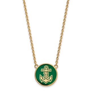 Sterling Silver Gold-plated LogoArt Alpha Sigma Tau Sorority Symbol Large Color Enamel Pendant 18 inch Necklace GP043ALS-18