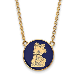 Sterling Silver Gold-plated LogoArt Alpha Xi Delta Sorority Symbol Large Color Enamel Pendant 18 inch Necklace GP043AXD-18