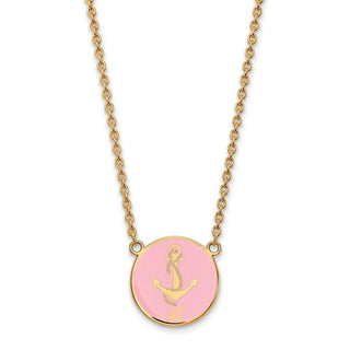 Sterling Silver Gold-plated LogoArt Delta Gamma Sorority Symbol Large Color Enamel Pendant 18 inch Necklace GP043DG-18