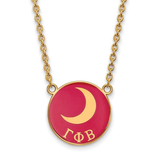 Sterling Silver Gold-plated LogoArt Gamma Phi Beta Sorority Symbol Large Color Enamel Pendant 18 inch Necklace GP043GPB-18
