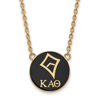 Sterling Silver Gold-plated LogoArt Kappa Alpha Theta Sorority Symbol Large Color Enamel Pendant 18 inch Necklace GP043KAT-18