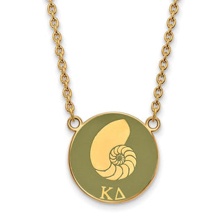 Sterling Silver Gold-plated LogoArt Kappa Delta Sorority Symbol Large Color Enamel Pendant 18 inch Necklace GP043KD-18