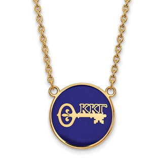 Sterling Silver Gold-plated LogoArt Kappa Kappa Gamma Sorority Symbol Large Color Enamel Pendant 18 inch Necklace GP043KKG-18