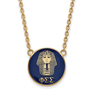 Sterling Silver Gold-plated LogoArt Phi Sigma Sigma Sorority Symbol Large Color Enamel Pendant 18 inch Necklace GP043PSS-18