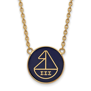 Sterling Silver Gold-plated LogoArt Sigma Sigma Sigma Sorority Symbol Large Color Enamel Pendant 18 inch Necklace GP043SSS-18